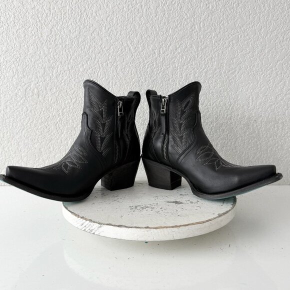 Lane Gallatin Womens Cowboy Booties Black Western Short Boots Snip Toe Size 7.5 - Picture 9 of 13